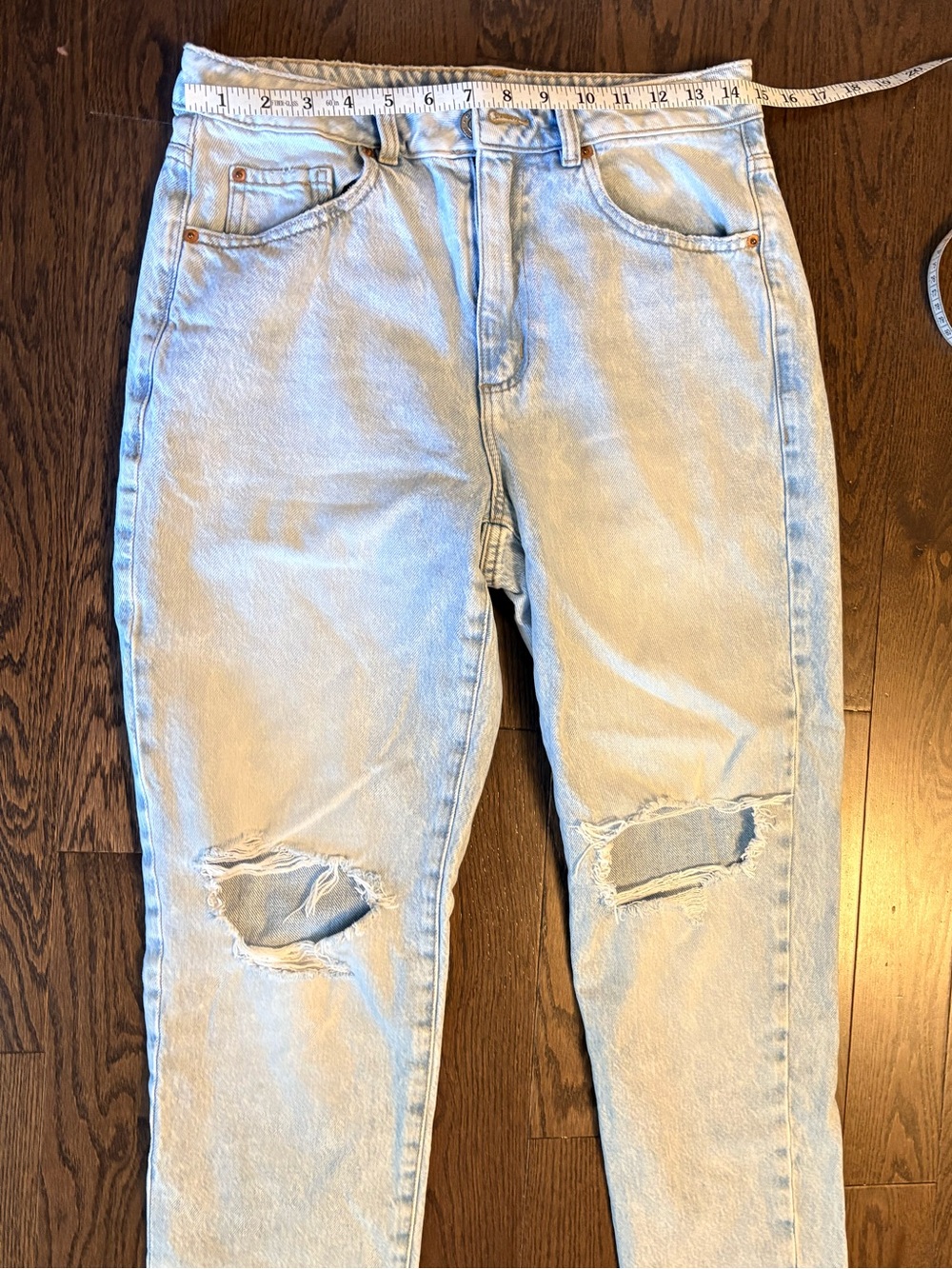 Light Blue Distressed High-Waist Women’s Mom Jeans